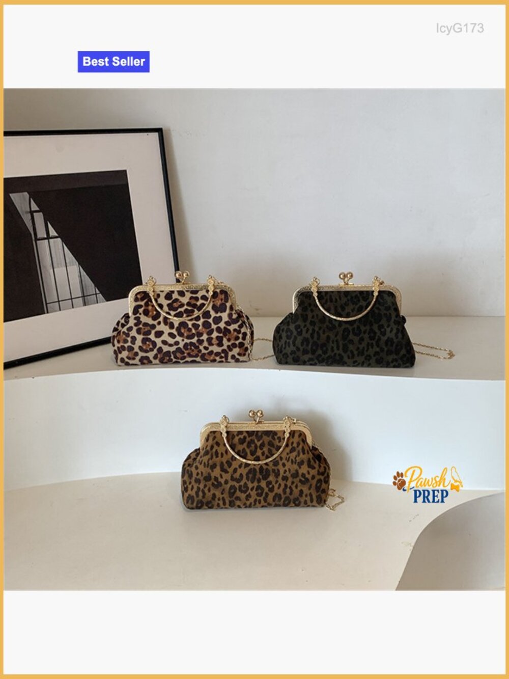 Faux Suede Kiss Lock Evening Clutch Purse with Chain Shoulder Strap - Picture 7 of 7